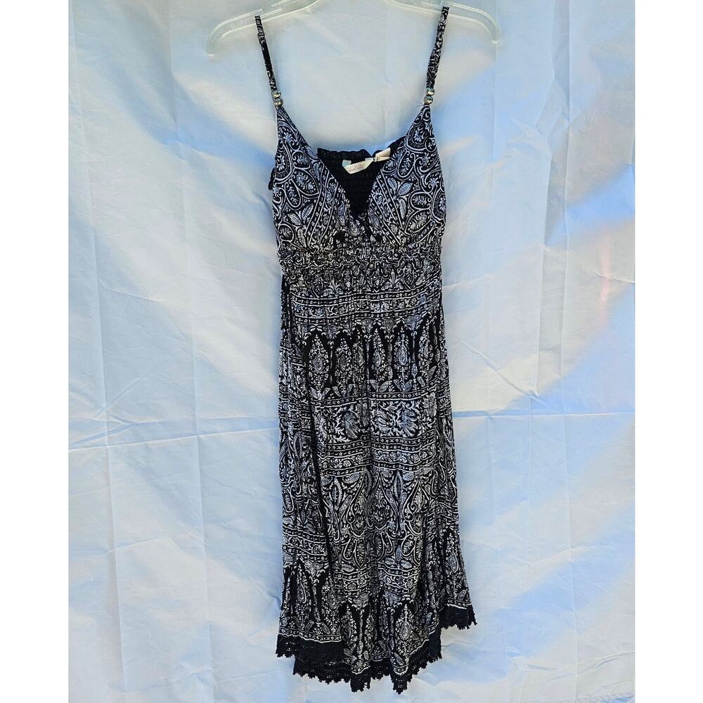 Derek Heart Babydoll Dress Black White Floral Coquette Y2K Sundress Cottage XL - Picture 16 of 16